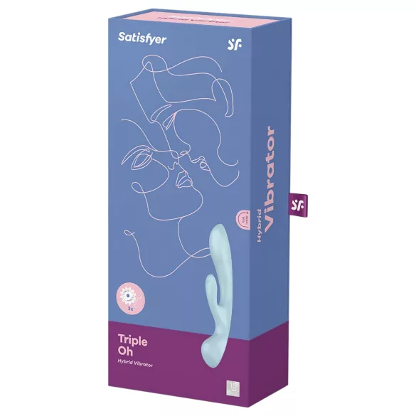 Satisfyer Triple Oh - punjivi vibrator sa klitoralnim nastavkom (plavi)