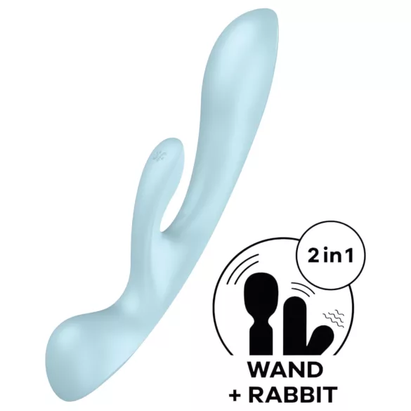 Satisfyer Triple Oh - punjivi vibrator sa klitoralnim nastavkom (plavi)