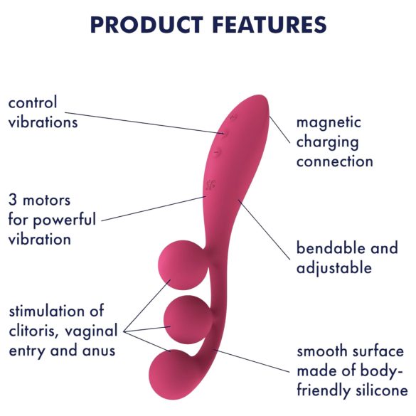 Satisfyer Tri Ball 1 - Punjivi multifunkcionalni vibrator (crveni)