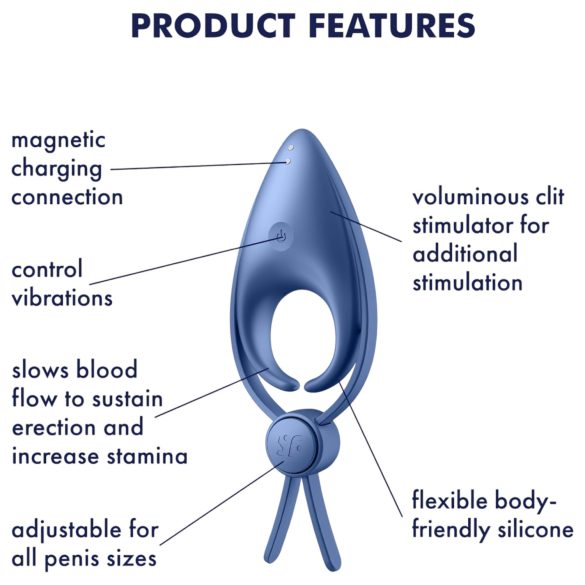 Satisfyer Sniper - punjiva vibraciona prsten za penis (plava)