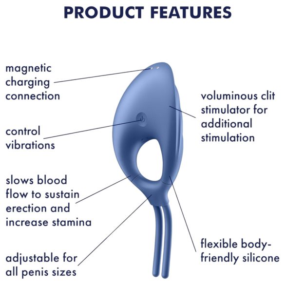 Satisfyer Swordsman - Punjivi Vibrirajući Prsten za Penis (plava)