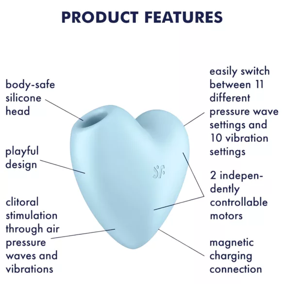 Satisfyer Cutie Heart - bežični vibrator sa vazdušnim talasima za klitoris (plava)