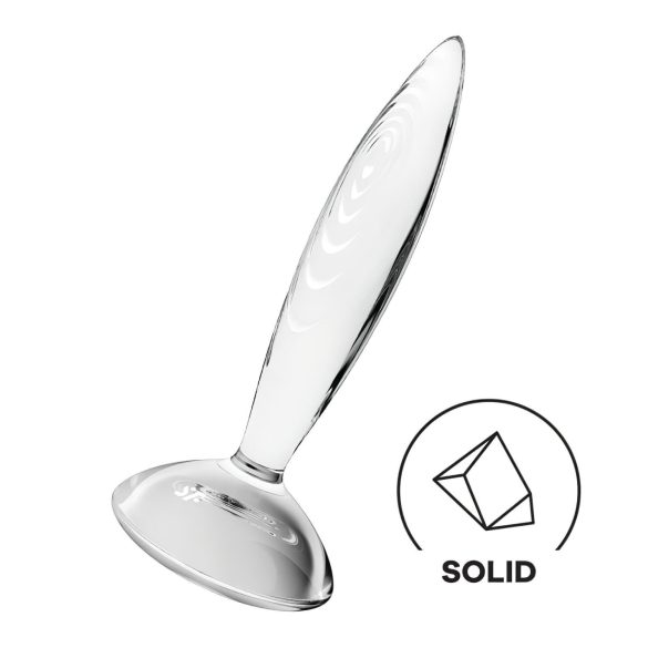 Satisfyer Sjajni Kristal - rebrasti stakleni dildo (providan)