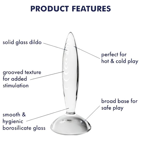 Satisfyer Sparkling Crystal - rebrasti stakleni dildo (proziran)