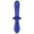 Satisfyer Double Crystal - dvostrano stakleno dildo (plavo)