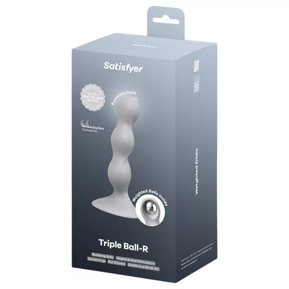 Satisfyer Triple Ball-R - biserni dildo (siva)