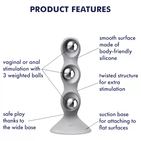 Satisfyer Triple Ball-R - biserni dildo (siva)