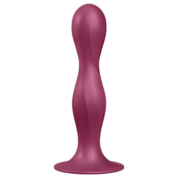 Satisfyer Double Ball-R - dildo sa vakuumskom bazom i tegom (crvena)