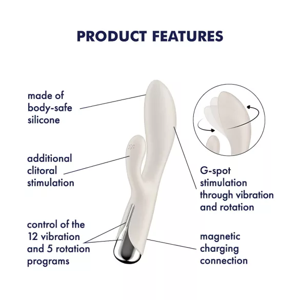 Satisfyer Spinning Rabbit 1 - rotirajući vibrator sa klitoralnim stimulatorom (bež)