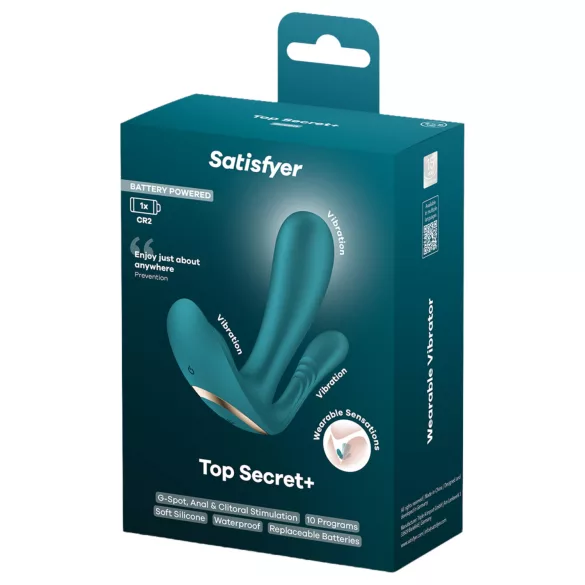 Satisfyer Top Secret+ - trostruki, nosivi vibrator (zeleni)