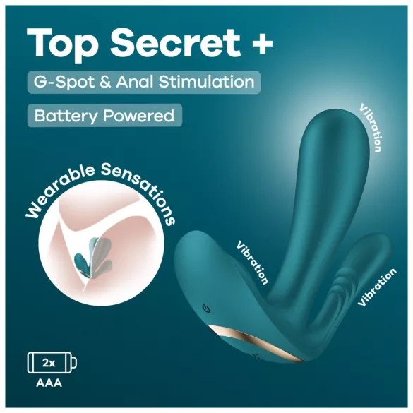 Satisfyer Top Secret+ - trostruki, nosivi vibrator (zeleni)