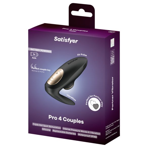 Satisfyer Pro 4 Couples - vazdušni parni vibrator (crni)