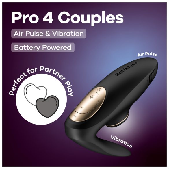 Satisfyer Pro 4 Couples - vazdušni parni vibrator (crni)
