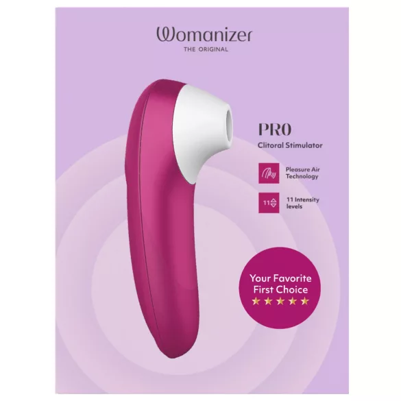 Womanizer Pro - стимулатор клиториса са таласима ваздуха (розе)