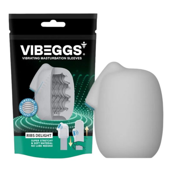 VIBEGGS Ribs Delight - вибрационо јаје мастурбатор (бела)