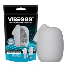   VIBEGGS Twisty Tongues - vibrirajuće jaje masturbator (belo)