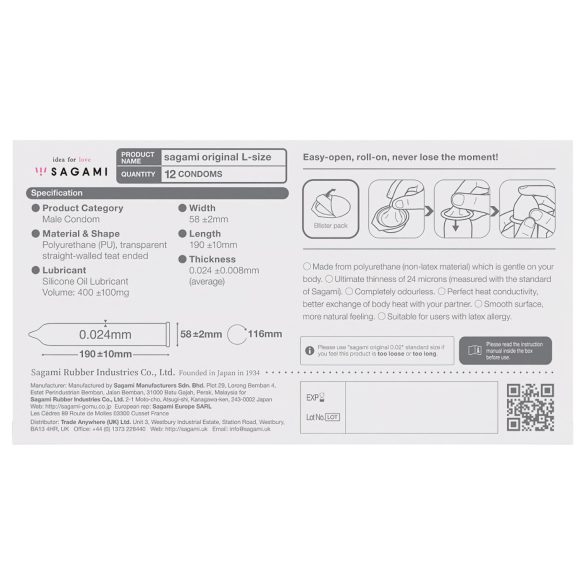 Sagami Original 0,02 L - prezervativ - 58mm (12 kom)