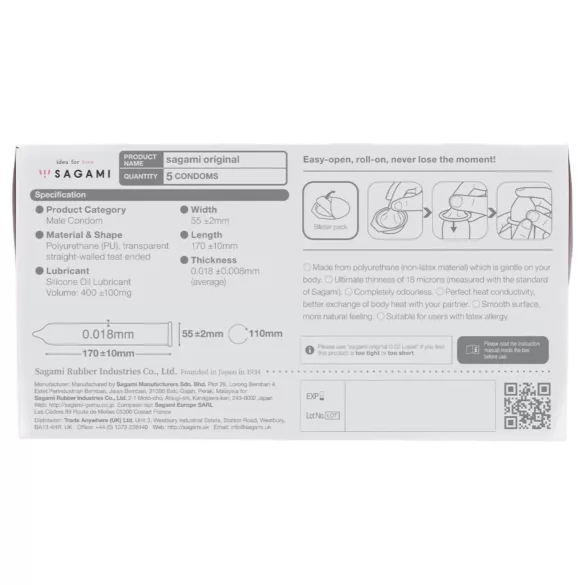 Sagami Original 0.01 - prezervativ - 55mm (5 kom)