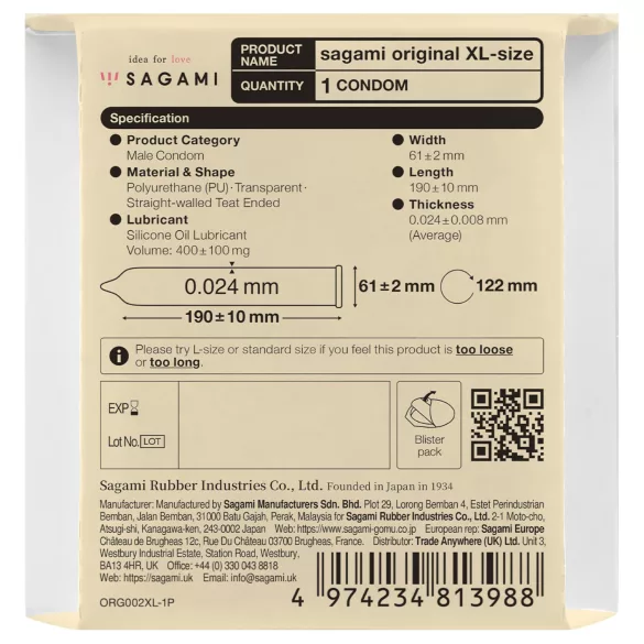 Sagami Original 0,02 XL - кондом - 61мм (1 комад)