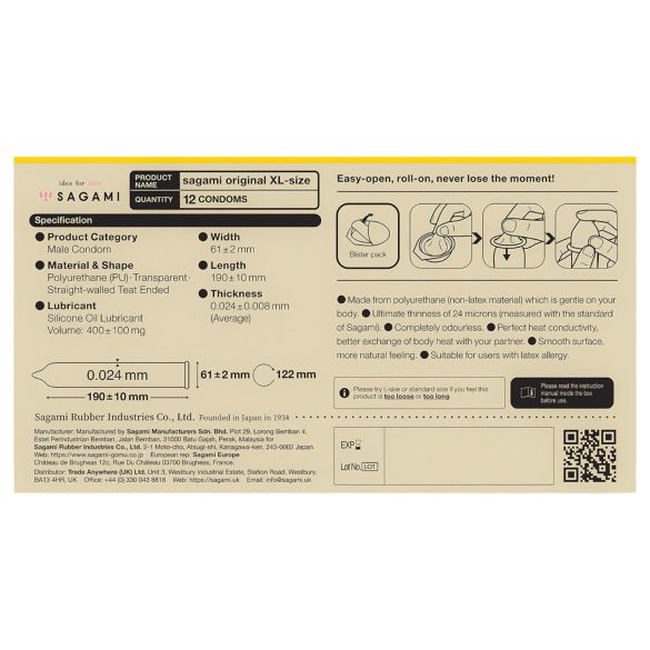 Sagami Original 0,02 XL - prezervativi - 61mm (12 kom)