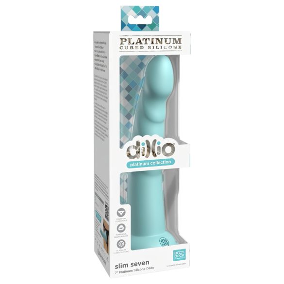 Dillio Slim Sedam - vakuum stimulirajući dildo (20cm) - tirkizna