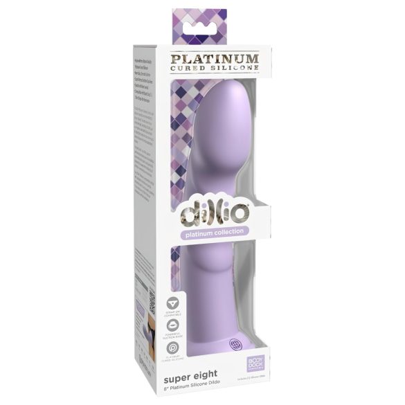 Dillio Super Eight - silikonski ljubičasti dildo sa vakumom (21cm)