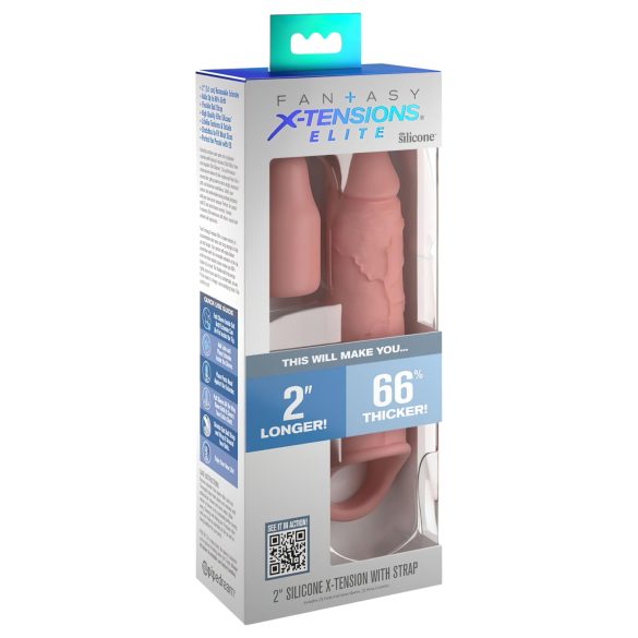 X-TENSION Elite 2 - prsten za penis sa navlakom (prirodna boja)