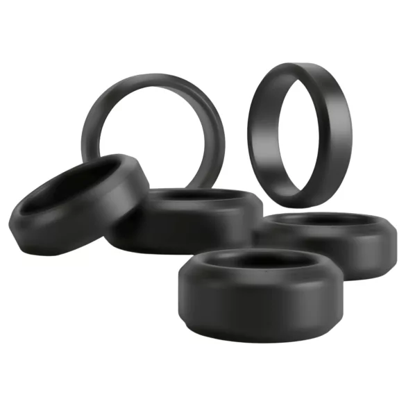 You2Toys - set prstenova za penis i testise (crni) - 6 komada