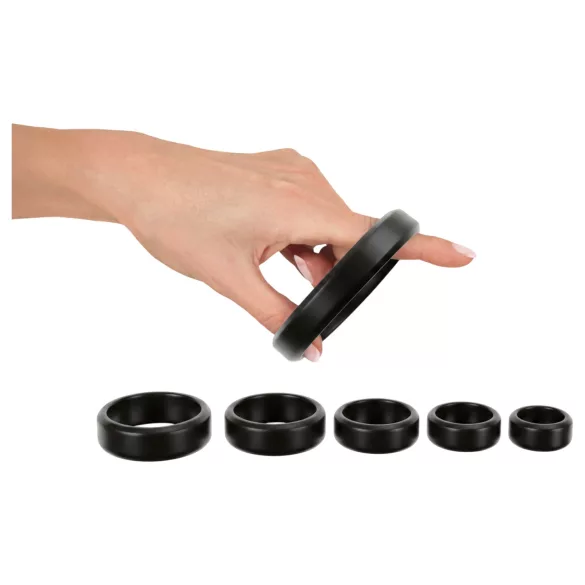 You2Toys - set prstenova za penis i testise (crni) - 6 komada