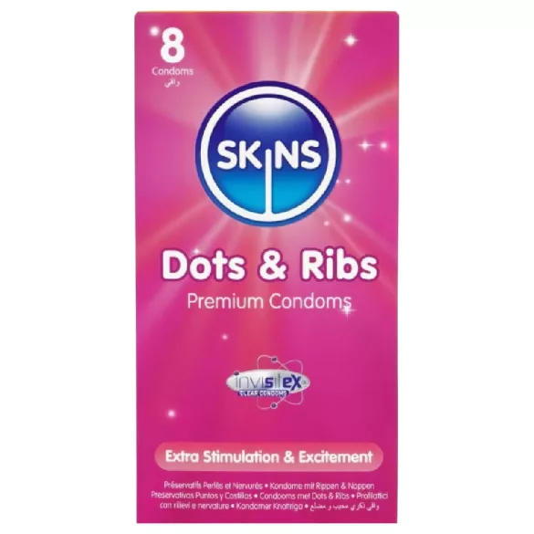 Skins - rebrasti i tačkasti kondomi (8 kom)