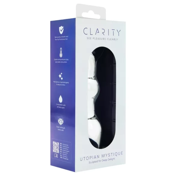 Clarity Utopian Mystique - rebrasti stakleni analni dildo (proziran)