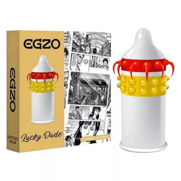 Egzo Lucky Dude - tačkasti kondom sa pipcima (1 kom)