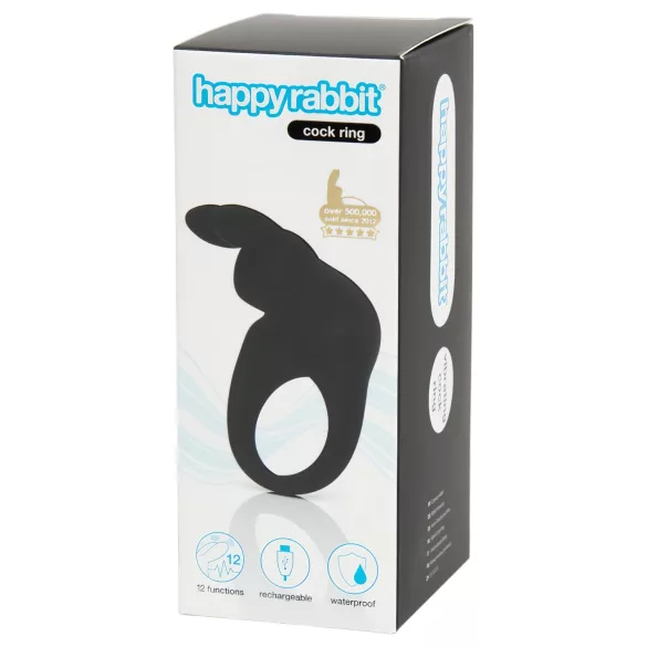 Happyrabbit Cock - punjivi vibrirajući prsten za penis (crni)