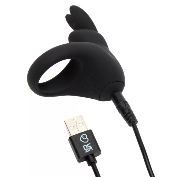 Happyrabbit Cock - punjivi vibrirajući prsten za penis (crni)