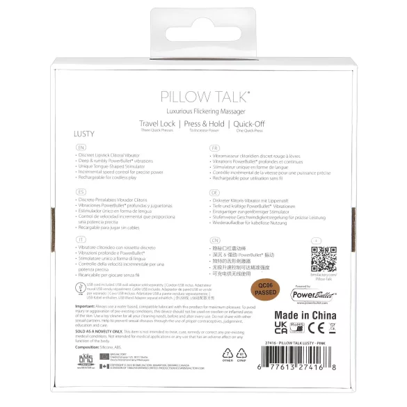 Pillow Talk Lusty - Punjivi jezični vibrator (roze)