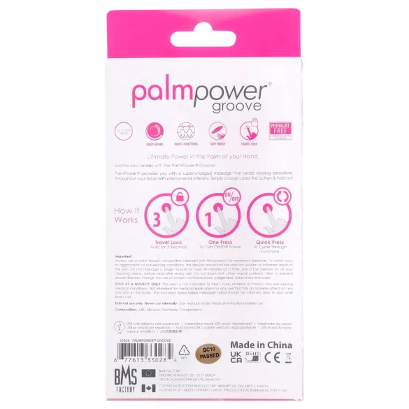 PalmPower groove - punjivi masažer vibrator (roze)
