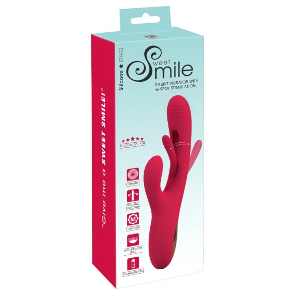 Smile - vibrator sa masažerom za klitoris i jezikom (crveni)