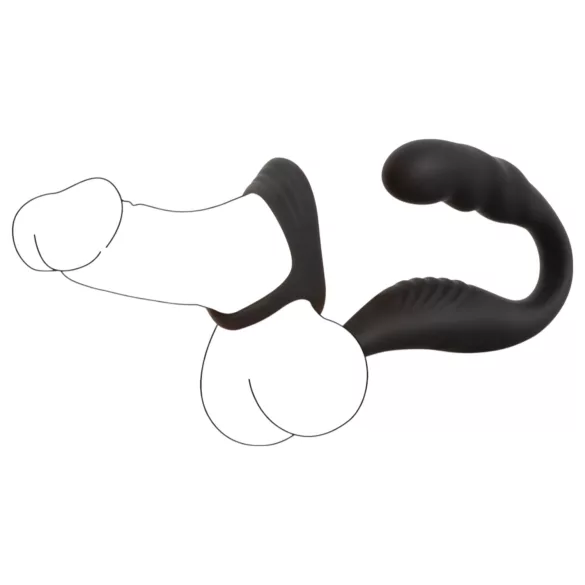 Rebel - vibrator za prostatu s prstenom za penis i testise (crna)