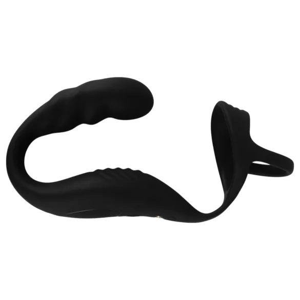 Rebel - vibrator za prostatu s prstenom za penis i testise (crna)
