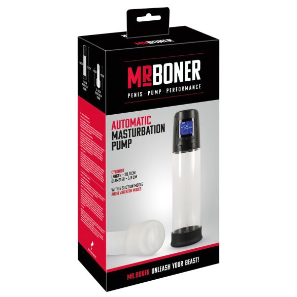 Mister Boner - punjača auto pumpa za penis (crno-prozirna)