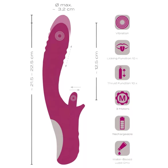 Javida Licking & Thrusting - vibrator sa jezikom i potiskom (ljubičasti)