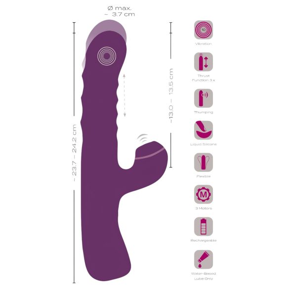 Javida - 3u1 zečji vibrator (ljubičasti)