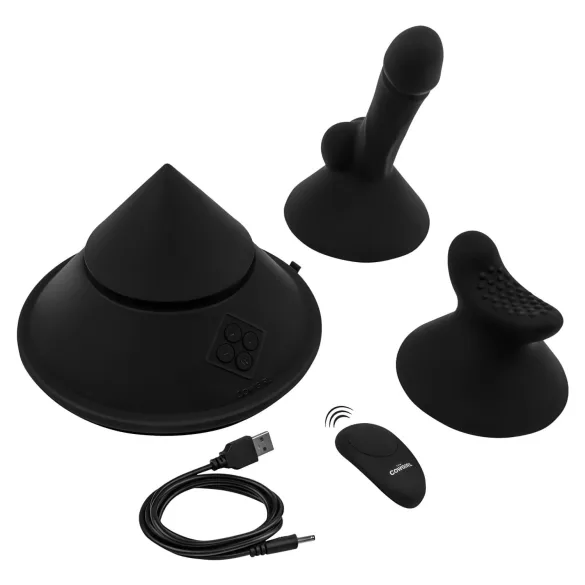 The Cowgirl Cone - pametna seks mašina sa različitim nastavcima (crna)