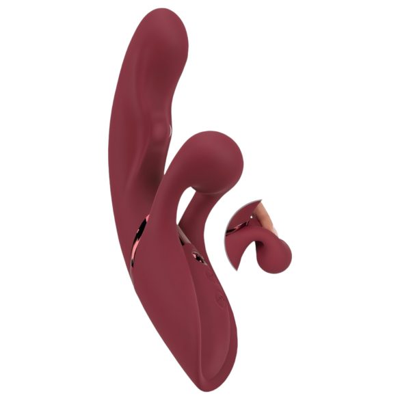 Javida 2 u 1 Zec - punjivi vibrator s klitoralnim nastavkom (crveni)