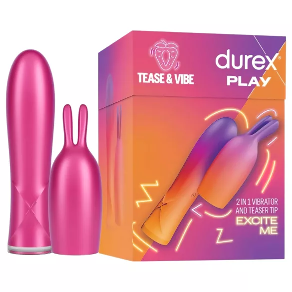 Durex Tease & Vibe - štapni vibrator sa zečjim stimulatorom klitorisa (roze)