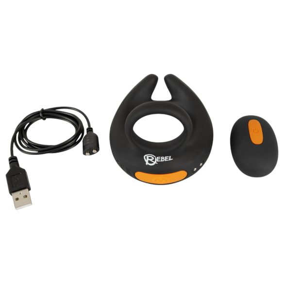 Rebel - prsten za penis i vibrator za testise (crna boja)