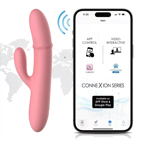 Svakom Mora Neo - vibrator sa kuglicama i klitoralnim nastavkom, upravljanje putem aplikacije (pink)