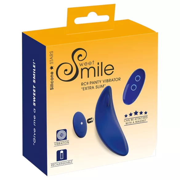 Smile - nosivi ekstra tanak, daljinski vibrirajući vibrator gaćice (plavi)