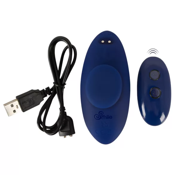 Smile - nosivi ekstra tanak, daljinski vibrirajući vibrator gaćice (plavi)