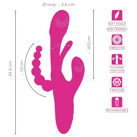 SMILE - trostruki jezičasti vibrator (pink)